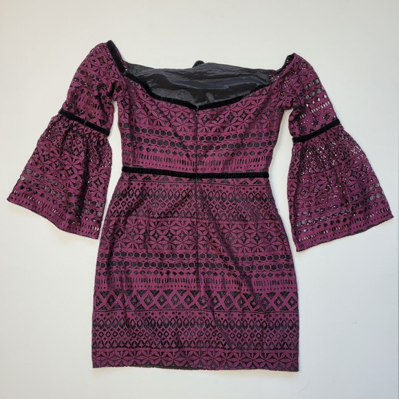 Likely Kakki Purple Off The Shoulder Halter Tie Micro Mini Dress Size 4 NWT - Picture 6 of 16